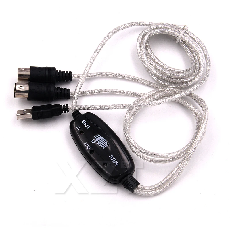 USB Cable IN-OUT MIDI Converter for PC to Electronic Organ Music Audio Keyboard with LED Adapter Cord for Computer Windows 7