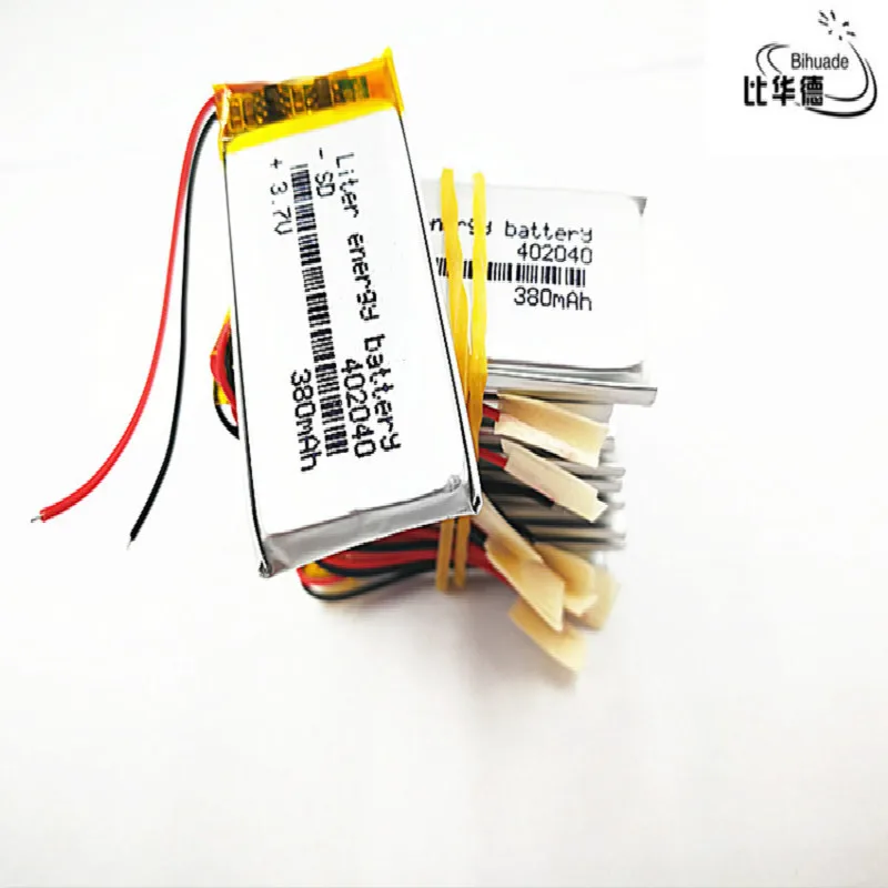 10pcs Liter energy battery Good Qulity 3.7V,380mAH,402040 Polymer lithium ion / Li-ion battery for TOY,POWER BANK,GPS,mp3,mp4