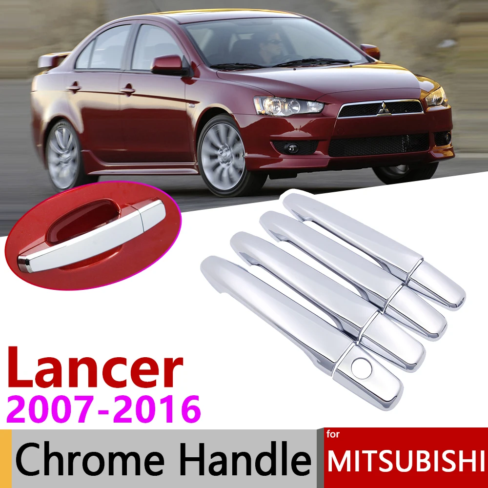 for Mitsubishi Lancer 10 X EX 2007~2016 Chrome Door Handle Cover Car Accessories Stickers Trim Set 2008 2009 2010 2012 2014 2015