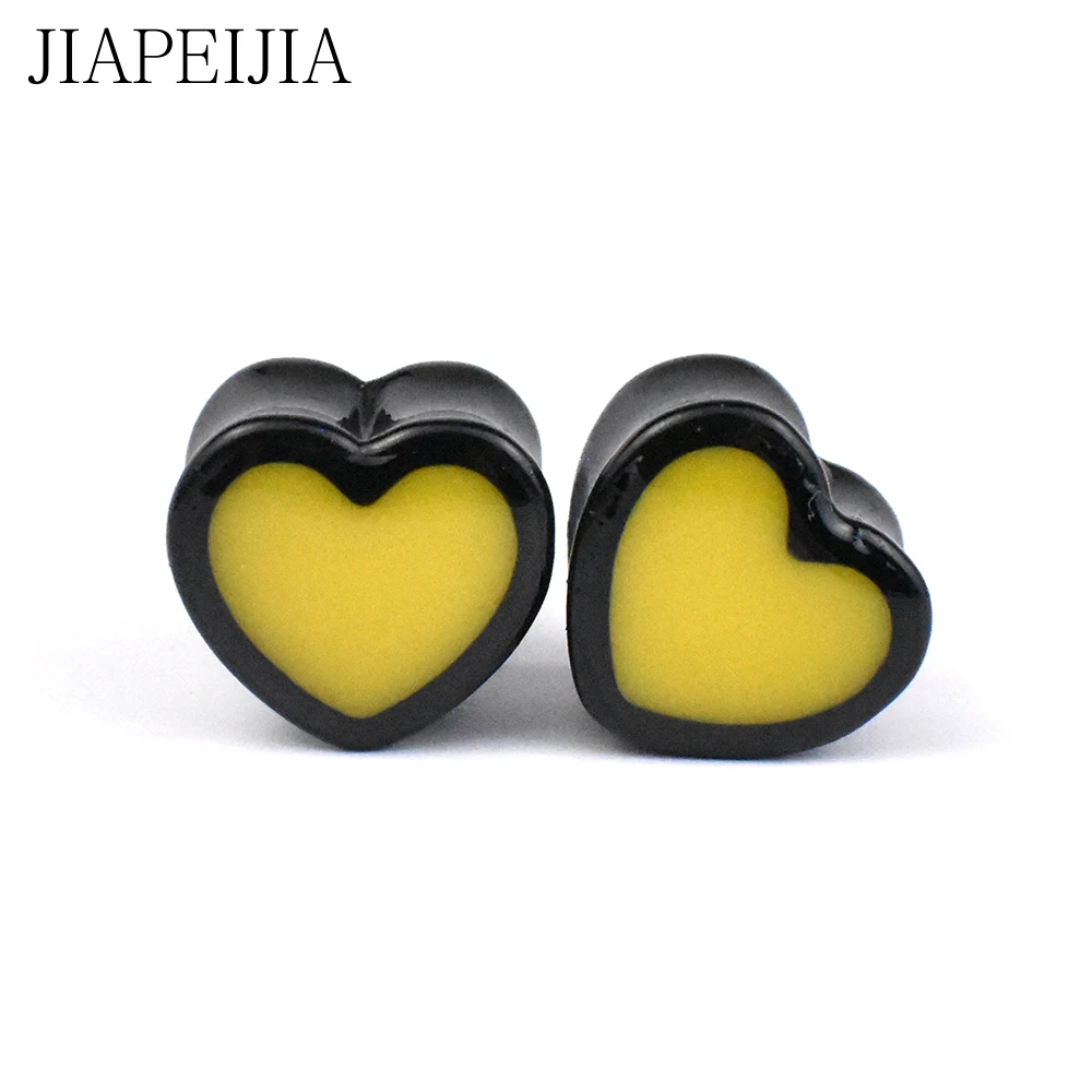 Pure Color Heart Shape Ear Gauges Tunnels and Plug Acrylic Ear Stretching Kit Expander Piercing Earring 6-25mm