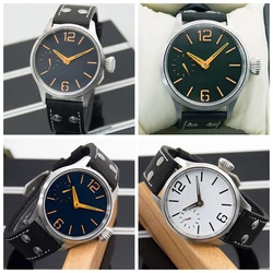 44MM Sapphire Mens Watch Sterile Dial Luxury Corgeut ClockLuminous With Orange Hand Mechanical Hand Winding 6497 Male Wristwatch