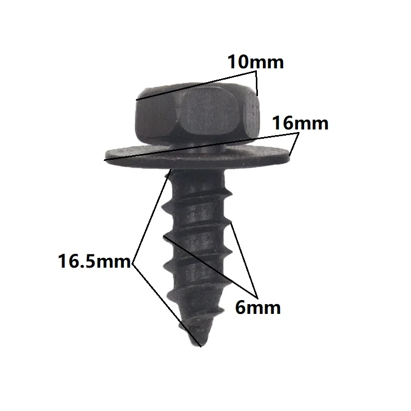 10Pcs รถ Fender สกรูด้วยตนเองแตะสกรู Rivet สีดำ Fastener Bolt