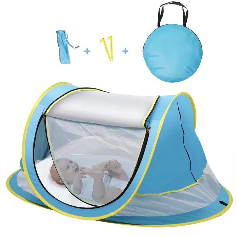 

Deerjoy Baby Tent Portable Baby Travel Bed UPF 50+ Sun Shelters for Infant Pop Up Beach Tent Baby Travel Crib with Mosquito Net