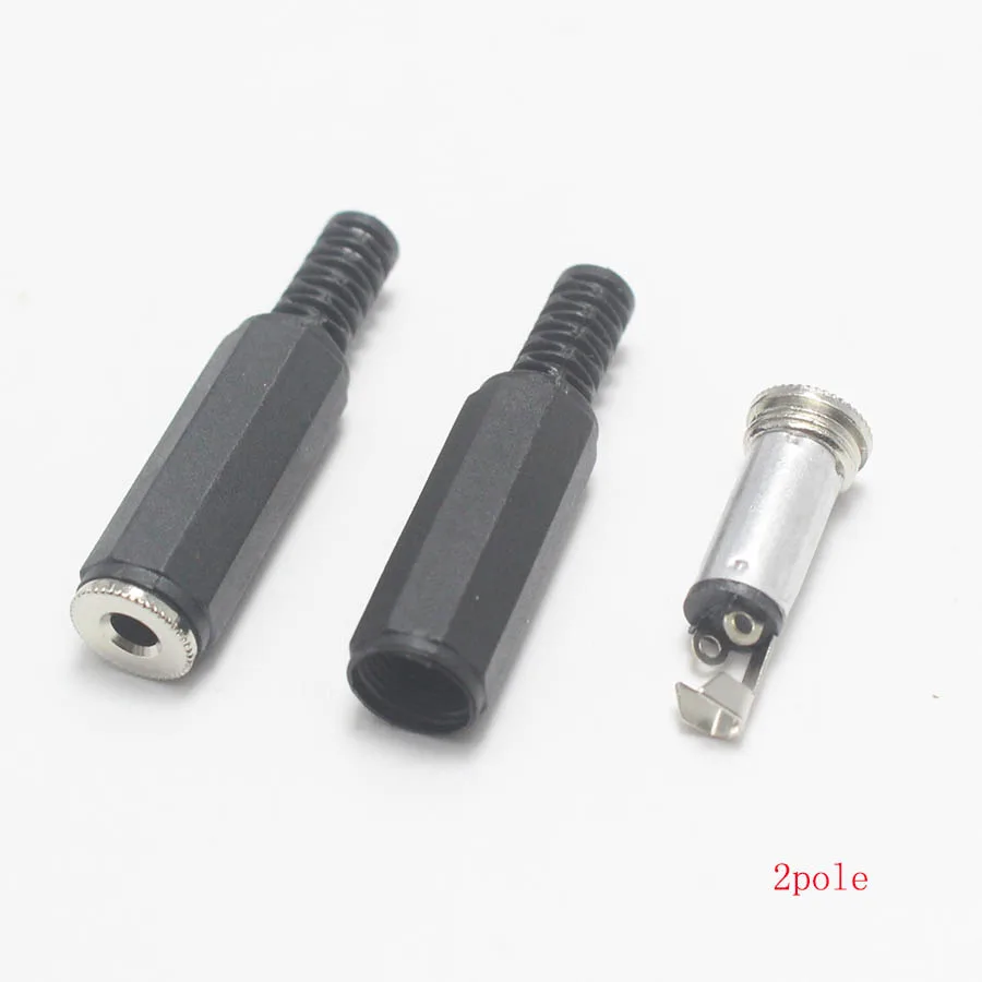 5Pcs 3.5mm 2/3/4Pole HeadPhone Connector Male Female Audio Jack Plug 3.5 MM With Black Plastic / Metal Housin