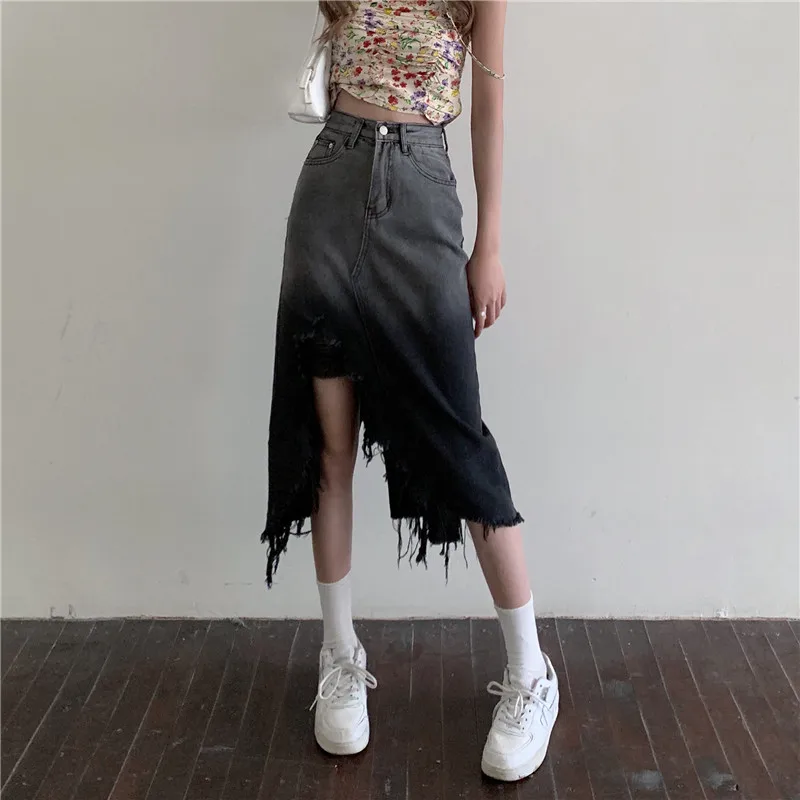 Cheap wholesale 2021 spring summer autumn new fashion casual sexy women Skirt woman female OL long skirt denim skirt Vy1487