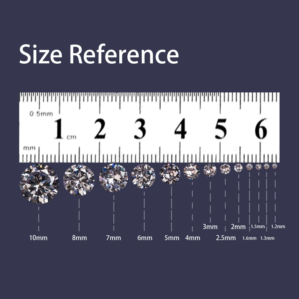 2/3/4/5/6/7/8/10mm Cone Diamond Round Transparent Zircon Loose Precious Stones Crystal PointBack Rhinestones DIY Jewelry Making