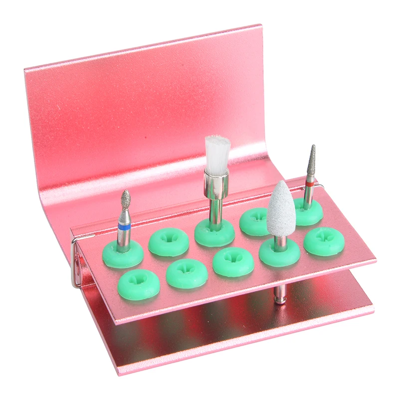 AZDENT Dental Bur Box Burs Holder 10/16 Holes With Silicon For FG RA Bur Dentistry Tools