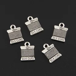 50pcs Silver Color 15x11mm Silk Curd Charms Weave Knitting Pendant Fit DIY Handmade Metal Alloy Jewelry Making Finding Supplies