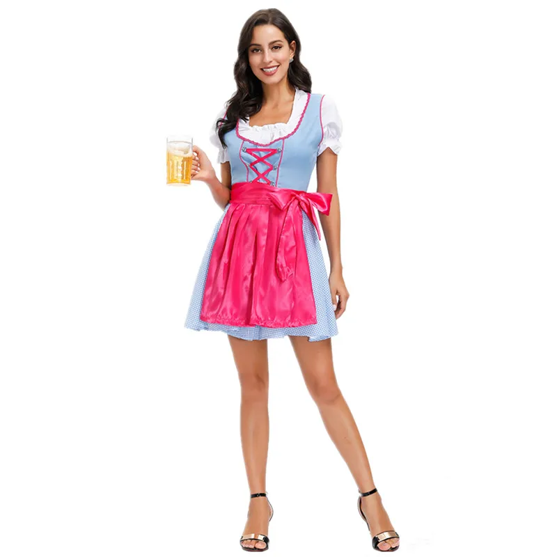 Oktoberfest alemã fantasia para mulheres, empregada tradicional bávara cerveja, vestido Dirndl, Cosplay Halloween, terno de festa