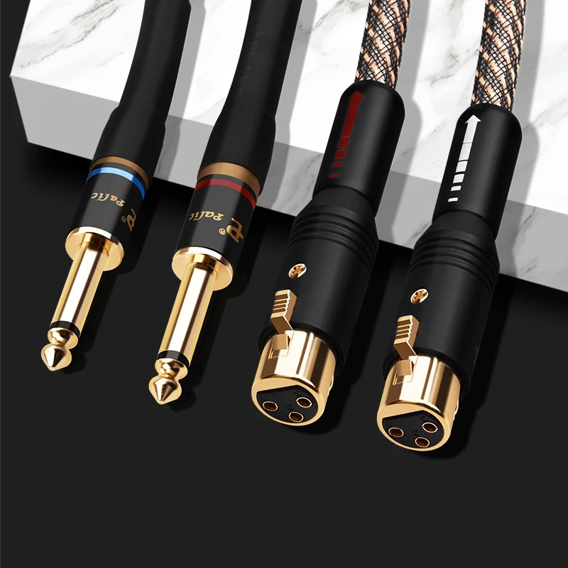 ATAUDIO posrebrzanych 6.5mm do XLR męski kabel Hi-End podwójny 6.5, aby Dual XLR kabel Audio