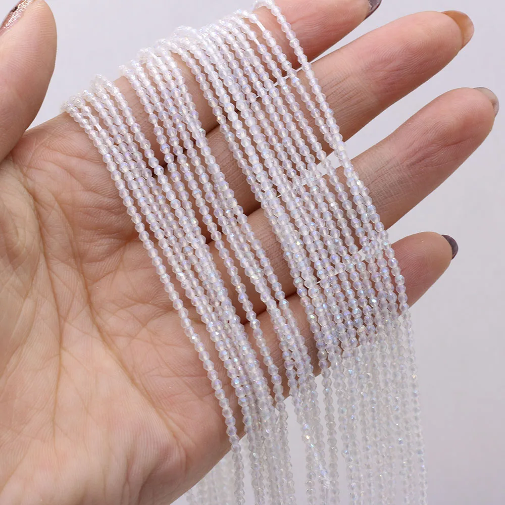 Natural Semi-Precious Stone Crystal Quartz Loose Beads Plating Color 2mm for Jewelry Making DIY Bracelet Necklace Lenght 38cm