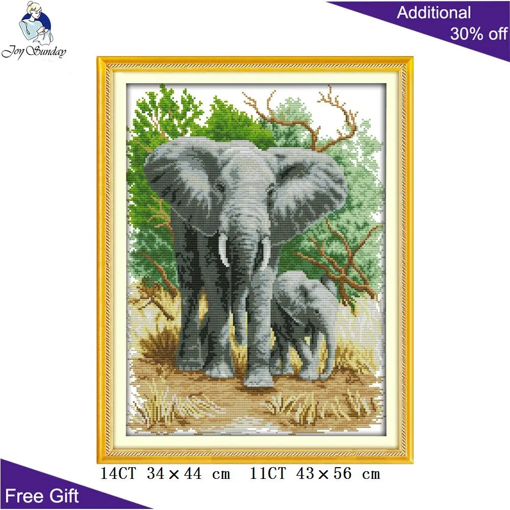 Joy Sunday-Elephant Home Decor, Elephant King, madre e figlio, A Happy Family kit punto croce, D540, D548(1), D549(2), D713