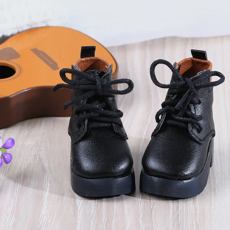 

BJD doll shoes 1/6 size SD fashion casual high tube lacing circular toe shoes leather cool fashion classic black ankle boots