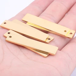 10pcs 9x40mm rectangle stamping blank bar with hole stainless steel gold plated diy for jewelry craft making