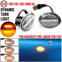 1Pair Car Side Marker Lights Turn Signal For FIAT 500 500C 500L LED Dynamic T10 Lamps For Abarth 500 595 695 Car Fender Lights