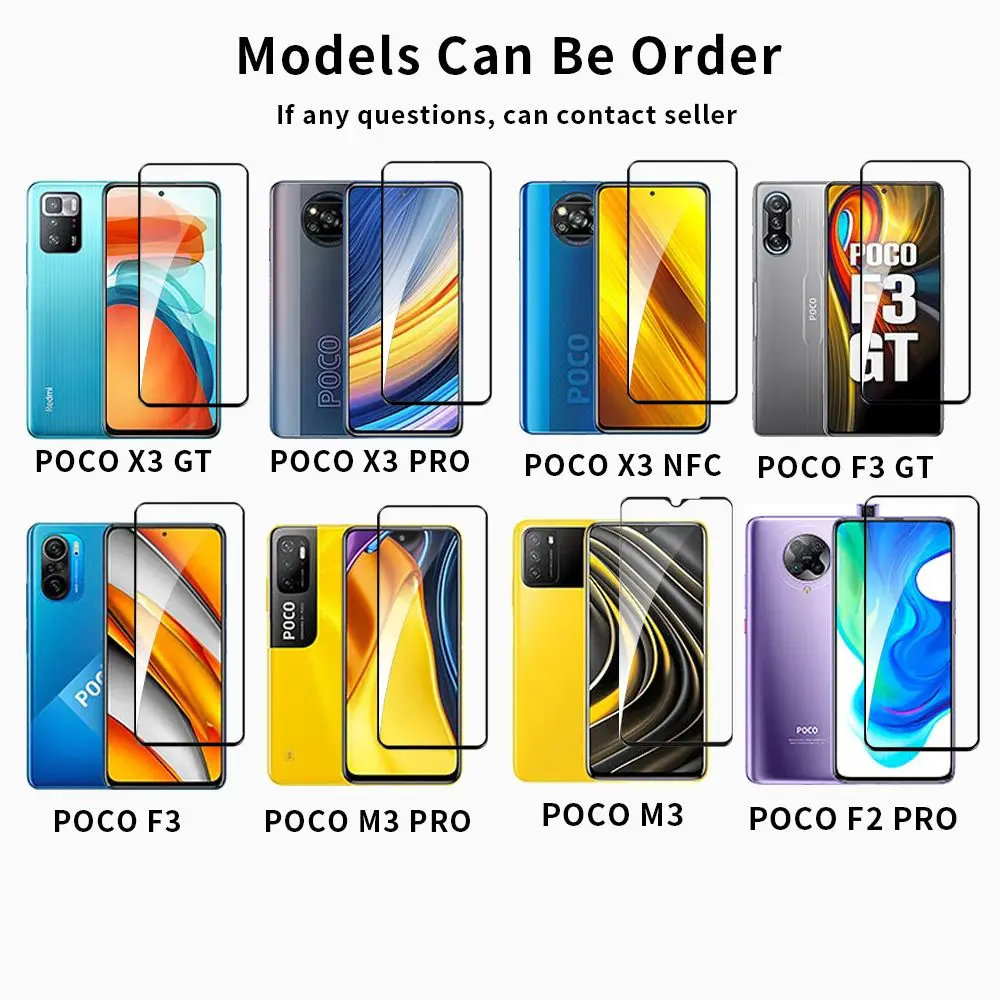 Oleophobic Glass For Poco F3 GT, X3 GT, M3, F2 Pro, M3 Pro, X3 Pro Anti Explosion Tempered Glass Screen Protector