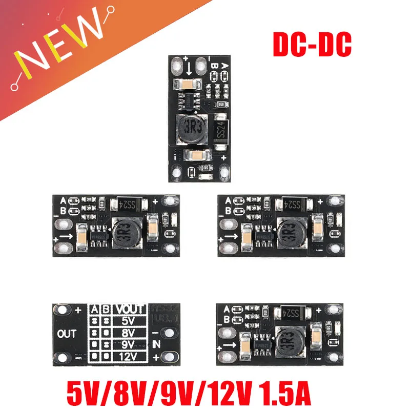 5 sztuk/1 1,5A wielofunkcyjny moduł Mini Boost płyta podwyższająca 5/8/9/12V wskaźnik LED Diy moduł napięcia 3.7V bateria litowa Boost