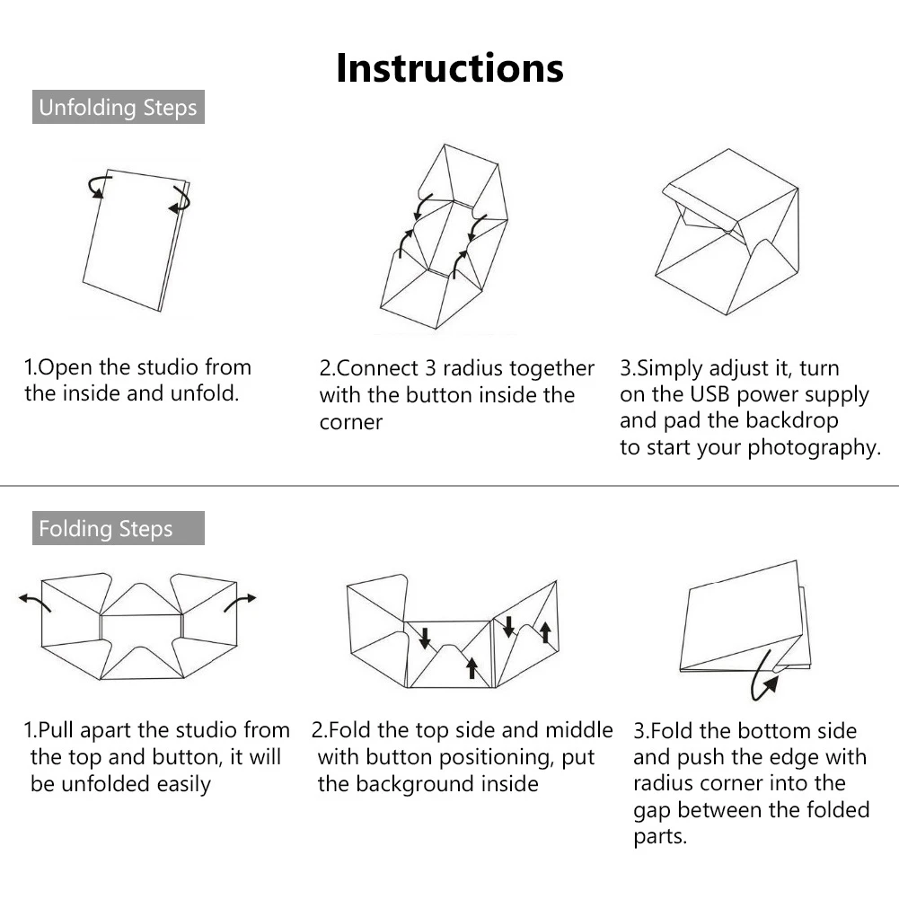 Dual Color Sfondo HA CONDOTTO LA Luce Photography Photo Studio Box di Tiro Softbox Tenda Photo Studio Box