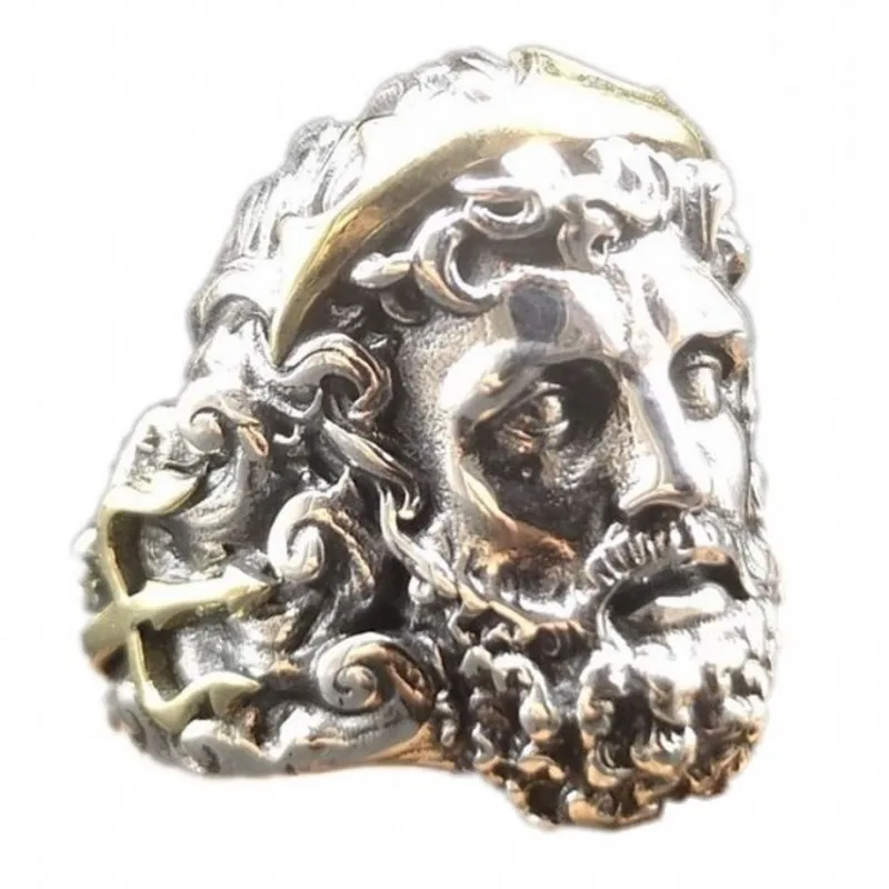 BOCAI 2021 trend New 100% S925 Silver Jewelry Personality Opening Zeus Ring God Punk Fashion Rock Man Ring