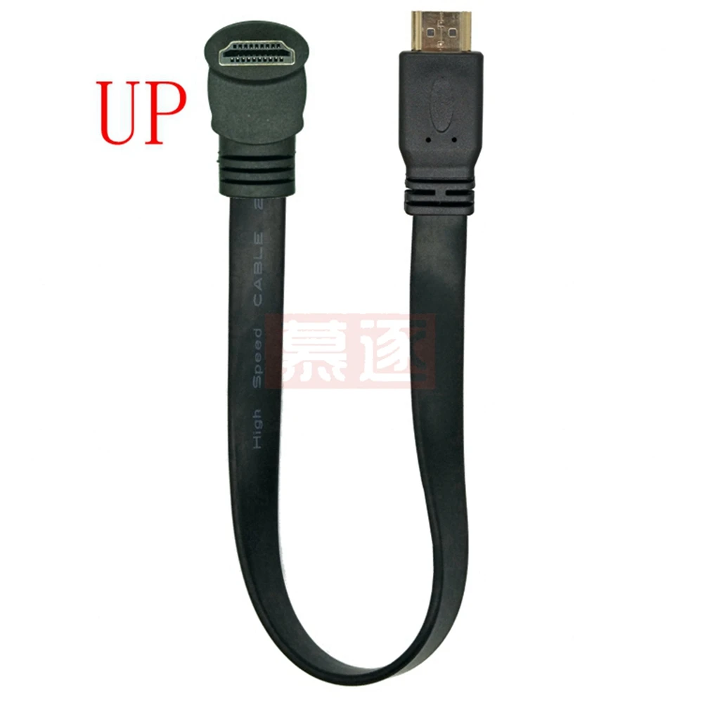 1FT Flat Slim High Speed 1.4V HDMI-compatible Extension Cable 30cm A Type Male to A Male Cord AM/AM Up & Down Angled