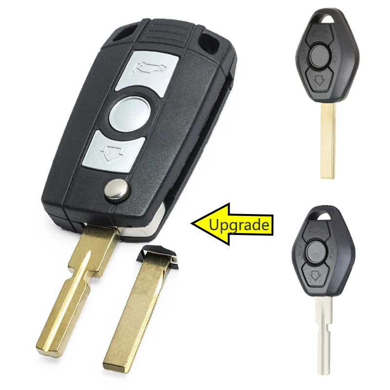 KEYECU 315/433MHz ID44 Chip EWS LX8 FZV Upgraded Fold Remote Key Fob for BMW 3 5 7 Series X3 X5 M3 M5 Z3 Z4 Z8 HU92 HU58 Blade