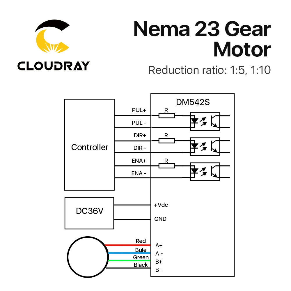 Imagem -05 - Cloudray-motor de Passo Nema 23 4-lead 0.9 1.3n.m Caixa de Velocidades Planetária Nema 23 Proporção 5:1 10:1 para Cnc