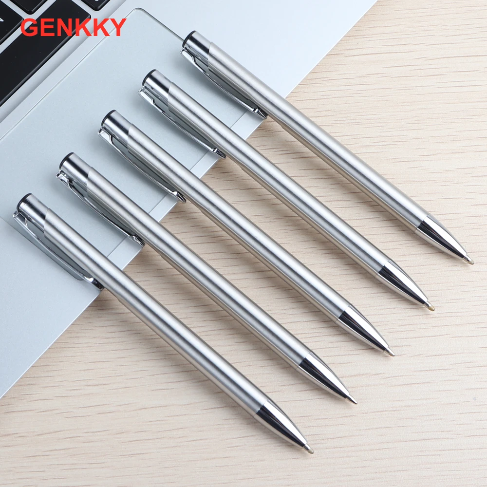 Metal Ballpoint pen Stainless Steel Materials Press Style G2 Refills 0.7mm Black Blue Ink Ball Pens For School Office