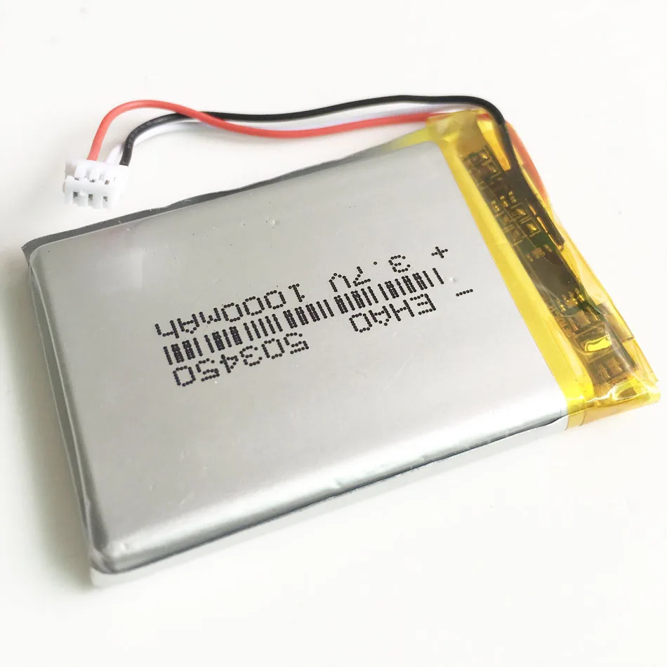 Akumulator litowo-polimerowy LiPo 3,7 V 1000 mAh 503450 + Wtyczka JST 3pin do kamery MP3 Rejestrator Bluetooth Głośnik LEDLight