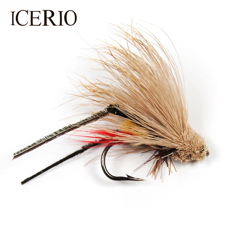 ICERIO 6PCS Dave's Hopper Grasshopper Dry Flies Fly Fishing Trout Lures #6