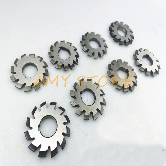 8Pcs/Set Module 0.8 PA20 Bore16 1#2#3#4#5#6#7#8# Involute Gear Cutters M0.8