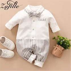 ZAFILLE Men's Baby Clothes Gentleman Costume For Newborns Boys Sleepwear Baby's Rompers Jumpsuit With Necktie Boy Baby Clothing