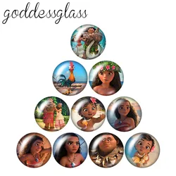 Disney Princess Moana Maui Tui Sina 10pcs 12mm/18mm/20mm/25mm Round photo glass cabochon flat back Necklace Making findings