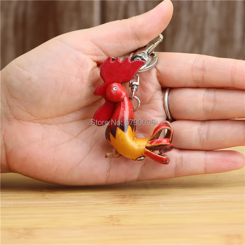 Genuine leather handmade creative chicken battle chicken bag pendant accessories cowhide key chain bag pendant rooster jewelry