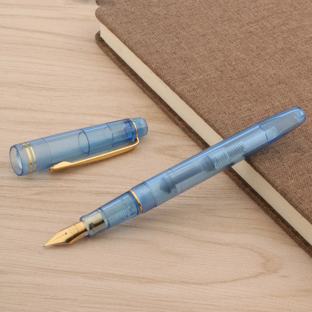 1Pc Fashion Popular Classic Rotation Twist Student Office Writing Golden Clip Plastic EF Nib Fountain Pen