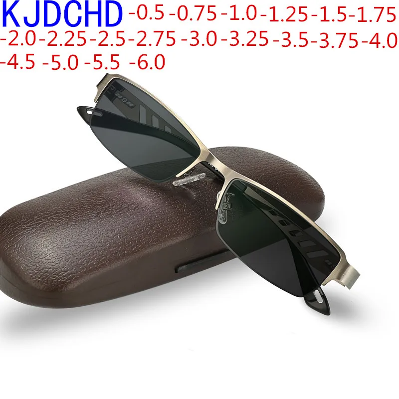 Nowe męskie okulary z lekkiego stopu tytanu rama moda kobieta ultralekki przejście światło słoneczne fotochromowe krótkowzroczność okulary na receptę