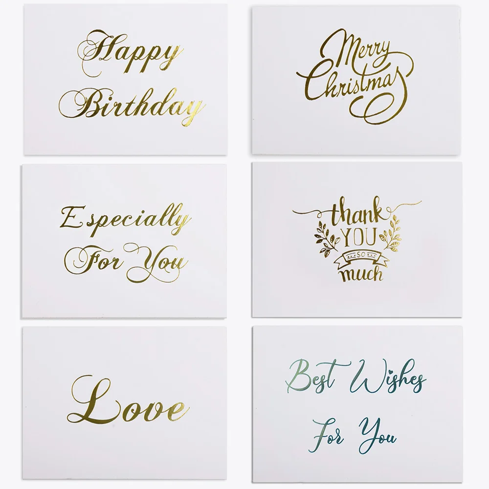 50Pcs Mini thank you Card gold simple design Scrapbooking party invitation Greeting Card Birthday Party Gift Message Cards