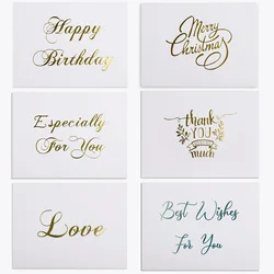 50Pcs Mini thank you Card gold simple design Scrapbooking party invitation Greeting Card Birthday Party Gift Message Cards
