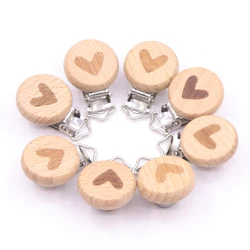 5PcS Lovely Wooden Pacifier Chain Natural Beech Wood Baby Pacifier Clips DIY Dummy Clips Accessory