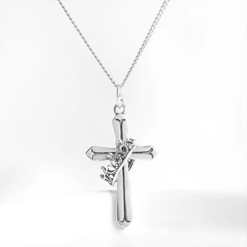 Fine Necklace Cross Crown  ,Brand New Thomas Style Glam Fashion Good Jewelry For Women 2021 Ts Gift In 925 Sterling Silver