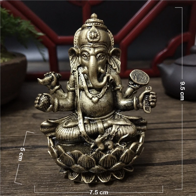 Bronzefarbene Lord Ganesha Buddha-Statue Ornamente Elefantengott-Skulptur aus Harz Figuren zur Heimdekoration Große Buddha-Statuen – Detail 1