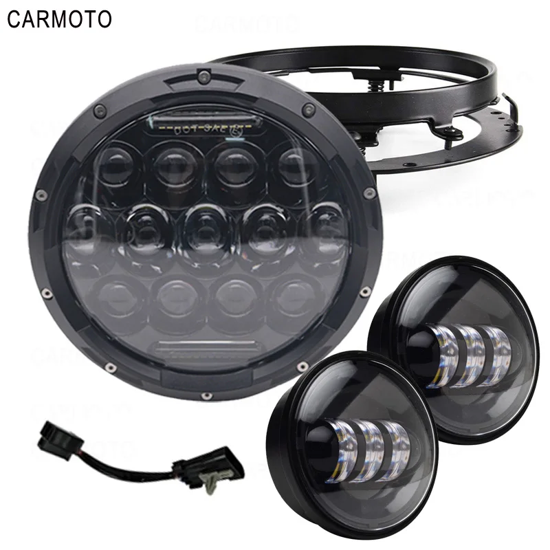 

7inch LED Headlight white DRL, 4.5inch Halo Fog Lights , Adapter Ring for CARMOTO Touring Electra Glide Road King Street Glide