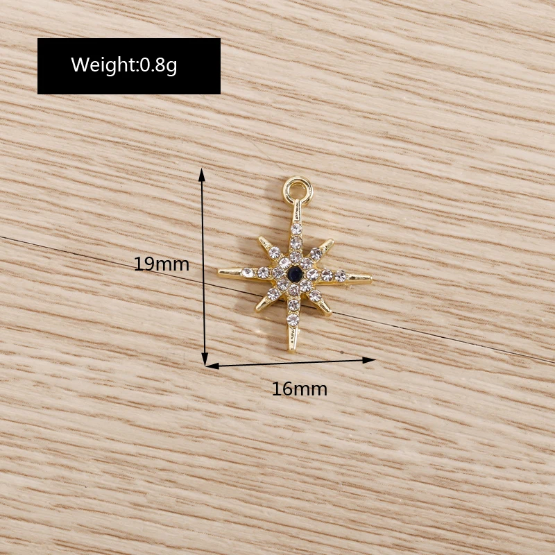 5pcs 16*19mm Crystal Star Charms for Jewelry Making Alloy Pendants DIY Necklace Bracelets Earrings Handmade Crafts Jewelry