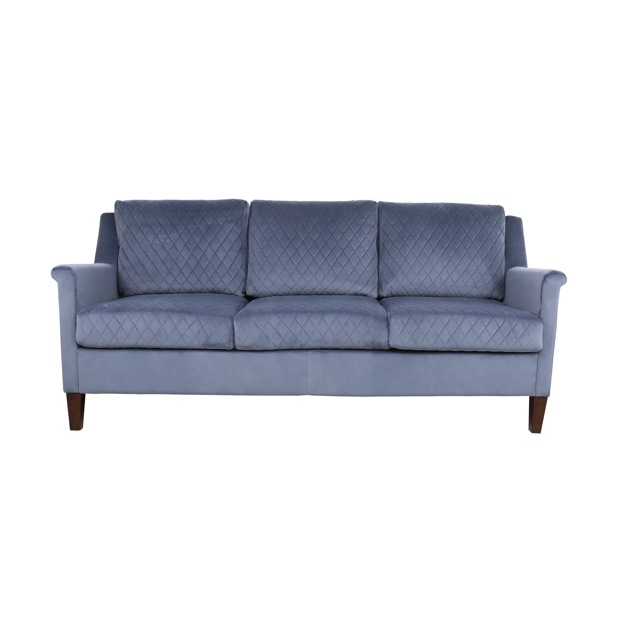 Modern Velvet Upholstered Sofa Couch 178x65x49CM Pine Plywood Furniture Light Grey/Garden Green/Blue-Gray[US-Depot]