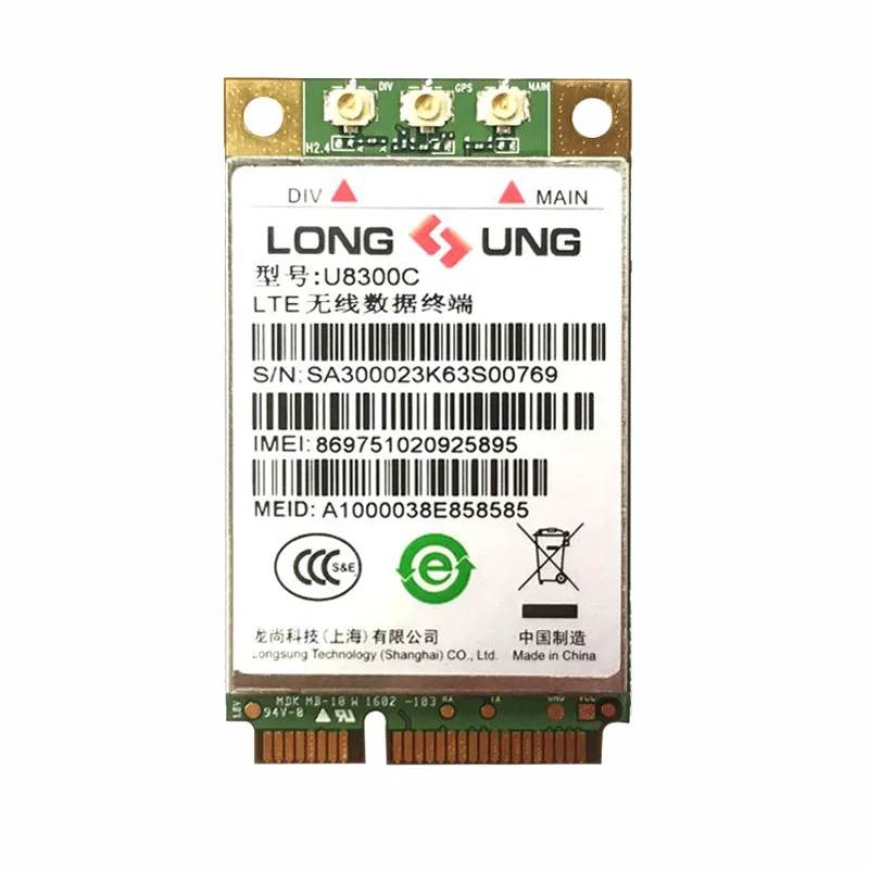 U8300C LTE 4G MINI PCIE module B1/B3/B34/B38/B39/B40 Support Standalone A-GPS 800/1900/1800/900/850MH