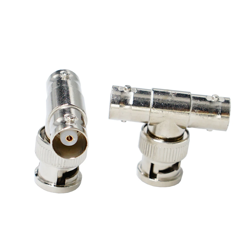 2Pcs BNC Male To 2*BNC Female T Type Connector Adapter For CCTV Surveillance System