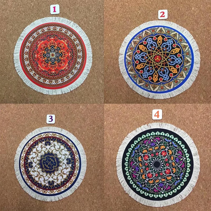 

22x22cm Tassel Round Persian Carpet Mouse Pad Pattern Mousepad Company Home Decoration Thin Table Mat Coaster Computer Mouse Mat