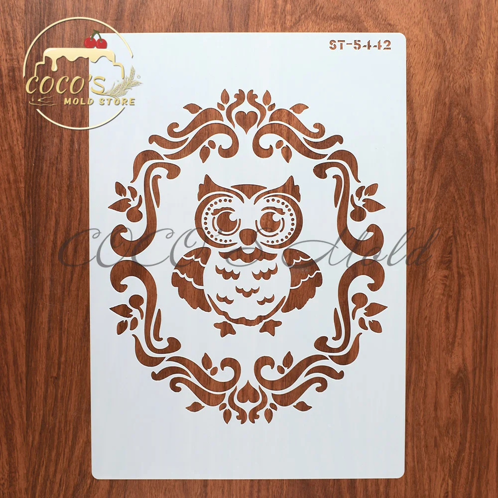 A4 Size Butterflies/Owl Design DIY Plastic Scrapbooking Painting Drawing Template Cake Stencils Kitchen Cake Tools Bakeware