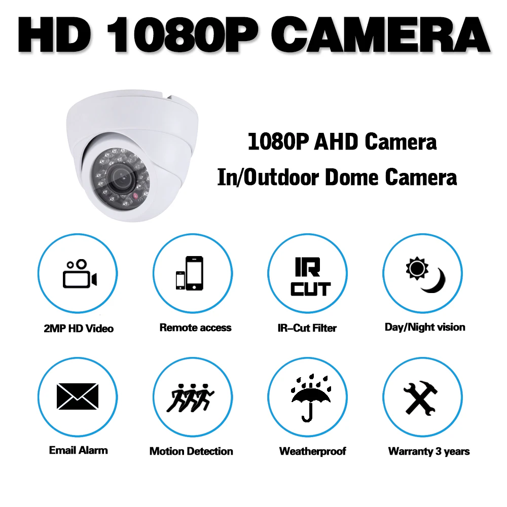 AHD Outside Camera Security Home Mini Analog Camera Indoor Outdoor Dome CCTV Surveillance Cameras Infrared Night Vision 1080p