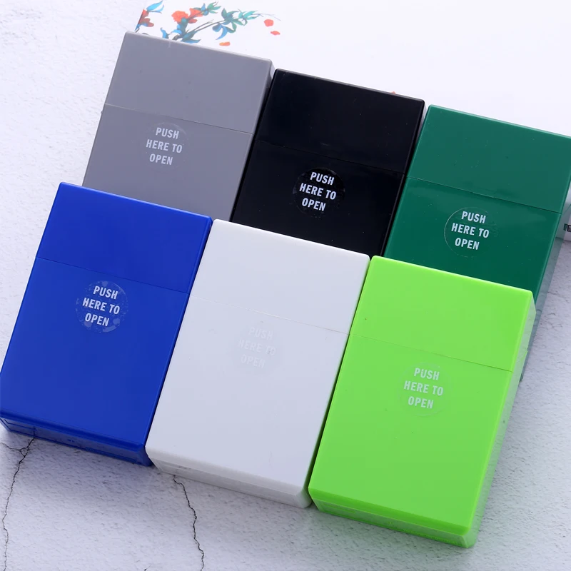 20 Sticks Thickened Plastic Cigarette Box For Women Lengthen Slim Flip Cover Clamshell Durable Cigarette Case For Men Multicolor