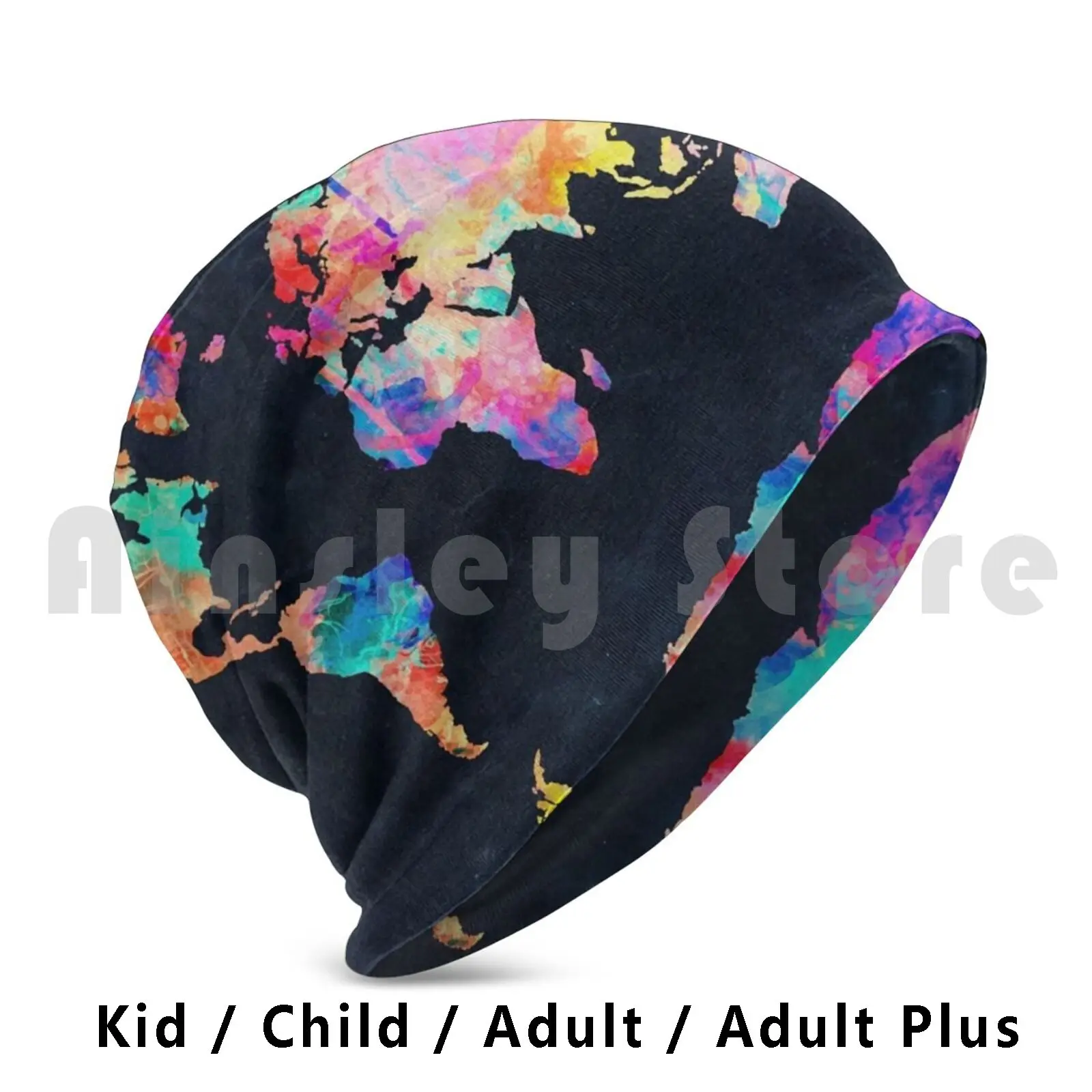 World Map Watercolor 2 Beanies Knit Hat Hip Hop World Map Map Of The World Global Map Map Art Map Watercolor